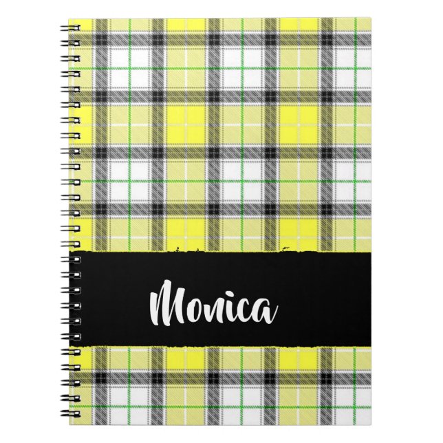 Carnet Custom name yellow plaid (Devant)