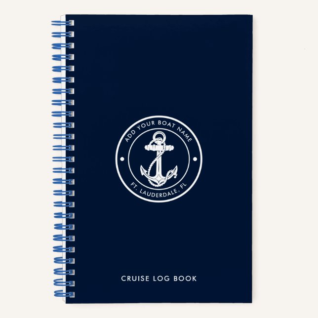 Carnet Custom Nautical Anchor and Boat Name (Recto)