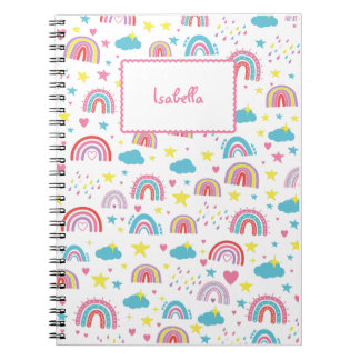 Carnet Custom Notebook With Name Rainbow Design for Girls