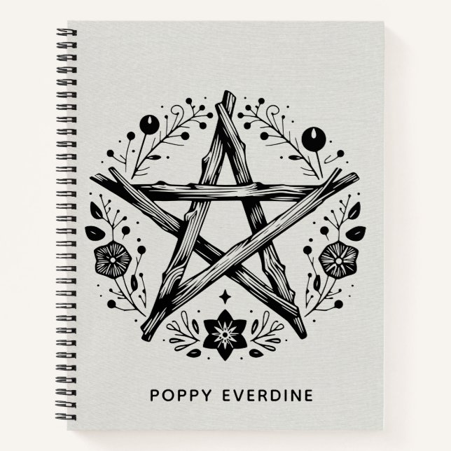 Carnet Custom Rustic Wood Twig Star Pentacle Wiccan (Devant)