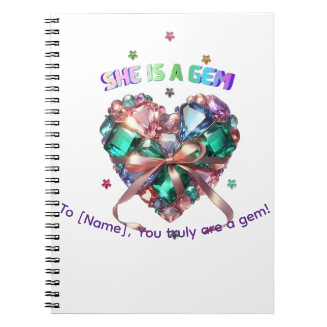 Carnet Custom She Is A Gem Heart Gemstone Gift (Devant)