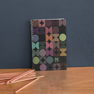 Carnet Custom Teal Blue Green Brown Black Retro Pattern