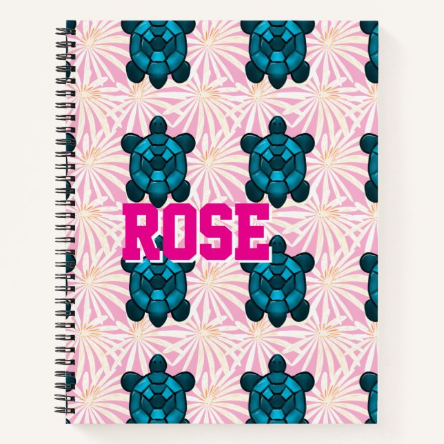 Carnet Custom Tropical Turtle Floral Pattern Seamless  (Devant)