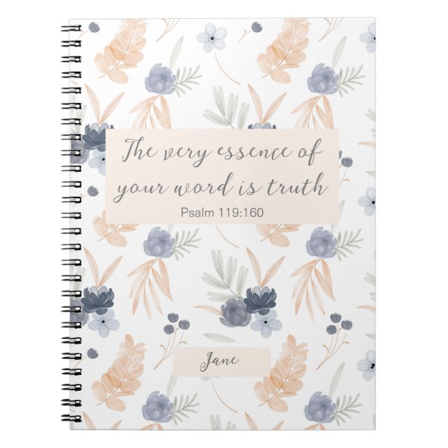 Carnet Customisé JW 2023 année texte Psaume 119:160 flora (Devant)
