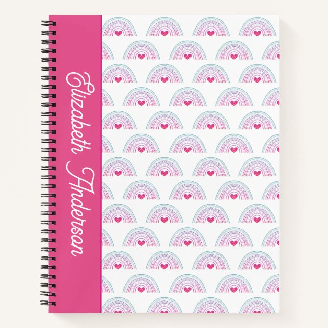 Carnet Cut Pink Boho Rainbow Girl (Devant)