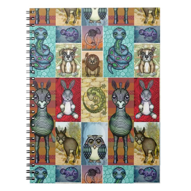 Carnet Cute Animal Collage Folk Art Design (Devant)