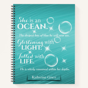 Carnet Cute Aquamarine Océan Turquoise Thème Poésie