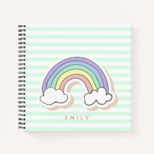 Carnet Cute arc-en-ciel - Mint Green Striped Kids