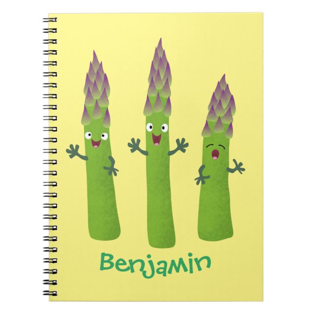 Carnet Cute asperges chantant un trio végétal dessin anim (Devant)