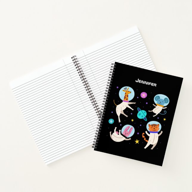Carnet Cute astronaute Animaux flottant dans l'espace (Intérieur)