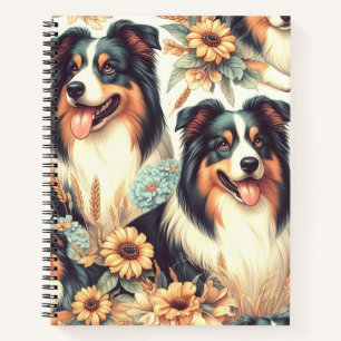 Carnet Cute Australian Shepherd peinture Vintage