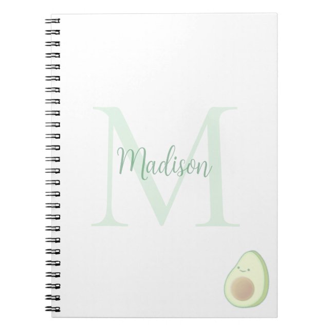 Carnet Cute Avocado Custom Name Initial  (Devant)