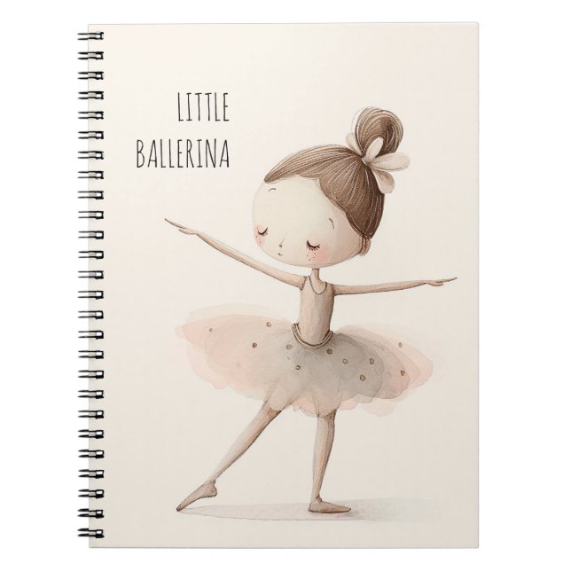 Carnet Cute Ballerina Ballet Little Ballerina Aquarelle (Devant)