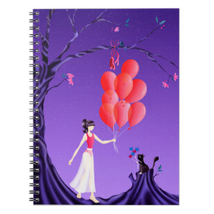 Carnet Cute Ballerina & Cat Night Sky
