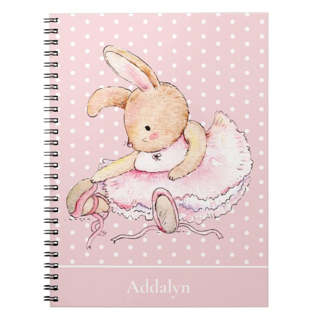 Carnet Cute Ballerina Lapin Lapin Rose Tutu Pois (Devant)