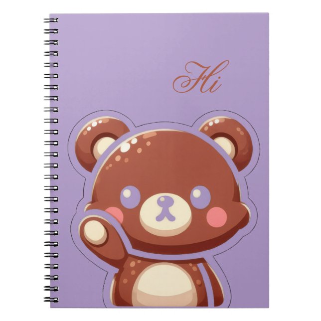 Carnet Cute Bear Spiral Notebook–Purple Teddy Bear Design (Devant)