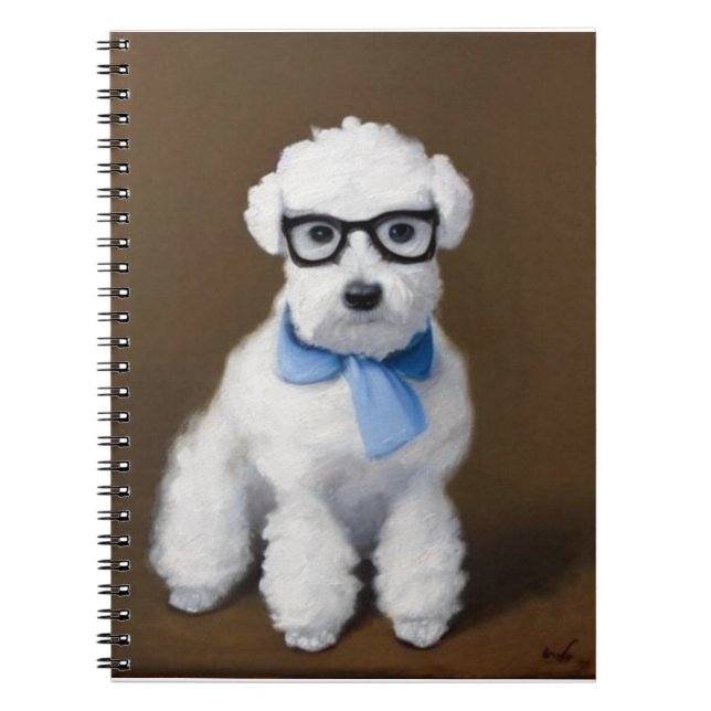 Carnet Cute Bichon Frisé portant des lunettes (Devant)