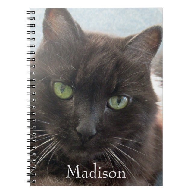 Carnet Cute Black Cat Photo Nom personnalisé (Devant)