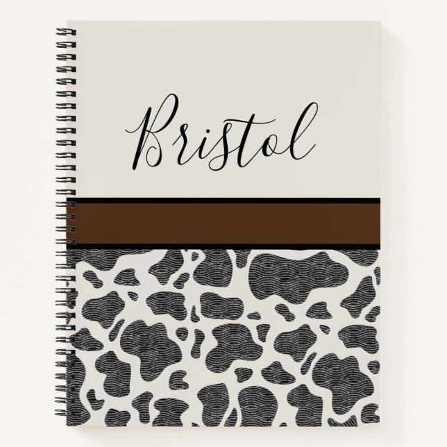 Carnet Cute Black Cow Spots Poster de animal Personnalisé (Devant)