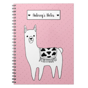 Carnet Cute Black & White Llama Sketch & Dots
