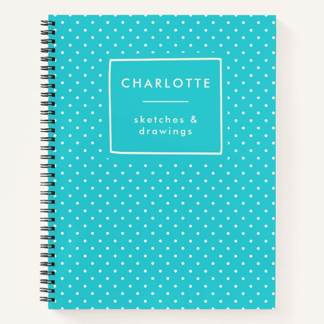 Carnet Cute Blue Pois Personnalisé Kids Sketchbook (Devant)