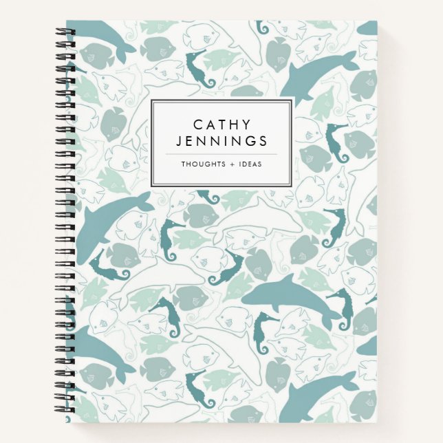 Carnet Cute Blue Sea Marine Animaux Dauphin Poisson Seaho (Devant)