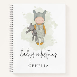 Carnet Cute Boho Chic Nom Ours Bébé Jalons