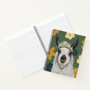 Carnet Cute Boho Llama - Vert Fleurs Rétro