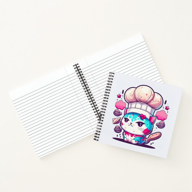 Carnet Cute boulangère Chef Chat Kitten avec pain | (Intérieur)