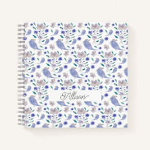 Carnet Cute Bruant Et Casquette Fleur Bleu