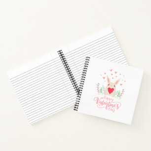 Carnet Cute Bunny Heureuse Sainte-Valentin   Ordinateur p