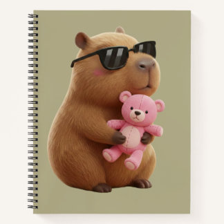 Carnet Cute Capybara Hugging Teddy Bear Spiral Notebook