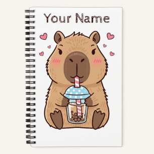 Carnet Cute Capybara Siroter Du Boba Tea