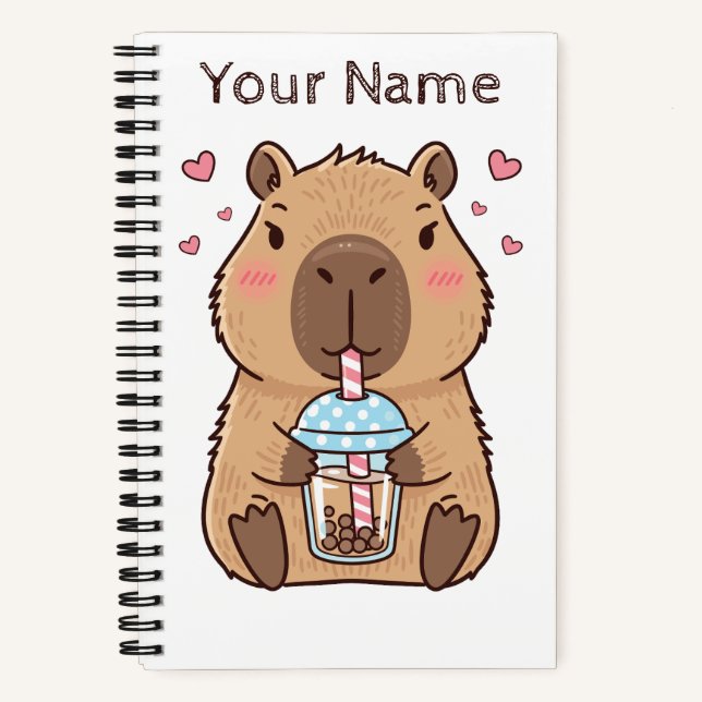 Carnet Cute Capybara Siroter Du Boba Tea (Recto)