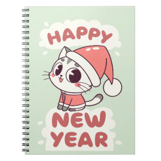 Carnet cute cat  happy new year notebook