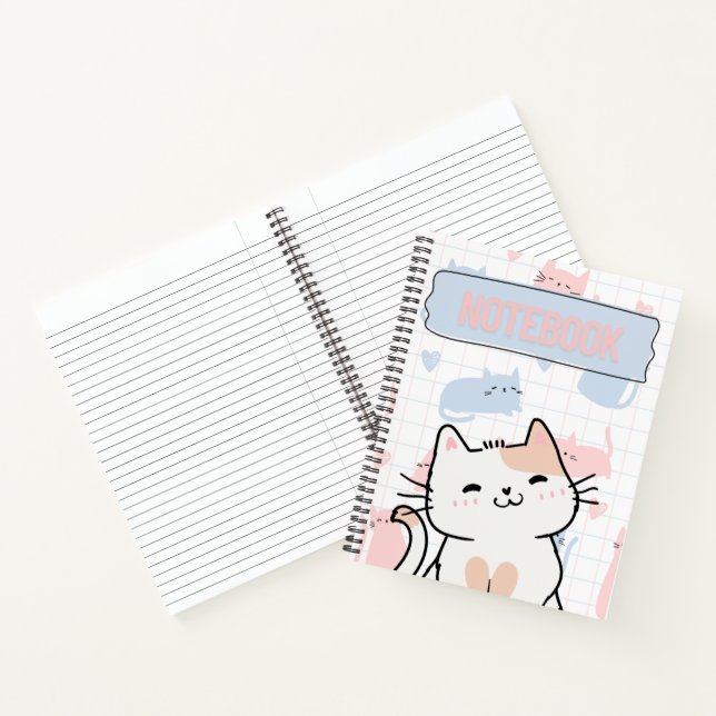 Carnet Cute Cat Notebook – 50 Printable Lined Pages for N (Intérieur)