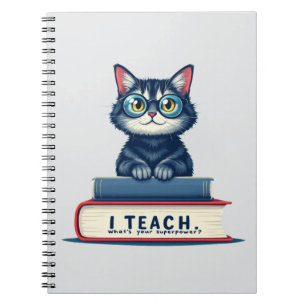 Carnet Cute Cat Teacher I Teach What's Your Superpower