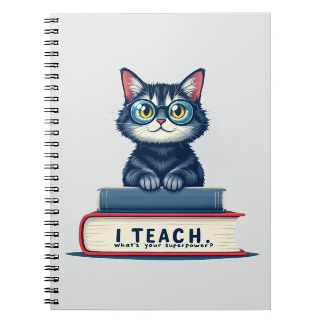 Carnet Cute Cat Teacher  | I Teach What's Your Superpower (Devant)