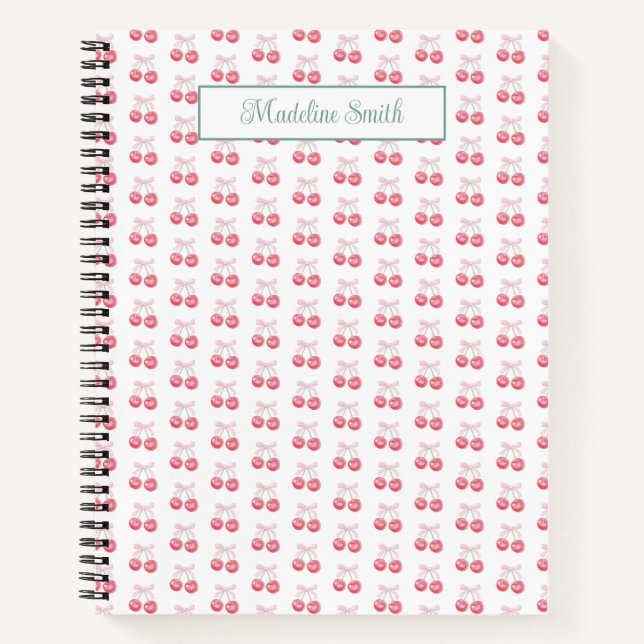 Carnet Cute cerise personnalisée (Devant)