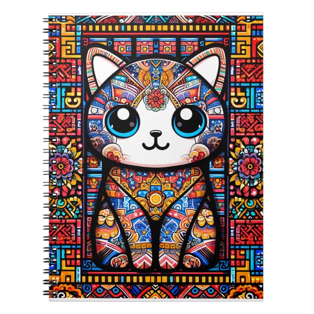 Carnet Cute Chat avec charme Motif traditionnel (Devant)