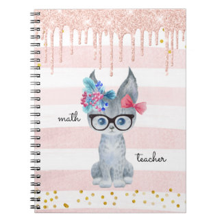 Carnet Cute Chat avec lunettes Math Ordinateur portable e