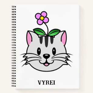 Carnet Cute chat caricature avec une fleur sur la tête