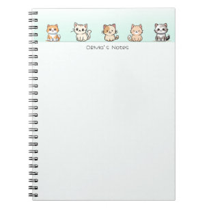 Carnet Cute Chat Kitten dégradé coloré Personnalisé