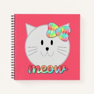 Carnet Cute chat Meow arc-en-ciel Bow rose Parties scinti