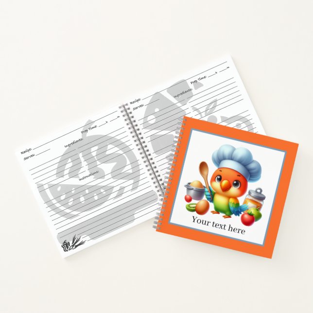 Carnet Cute chef perroquet amateurs de cuisines (Intérieur)