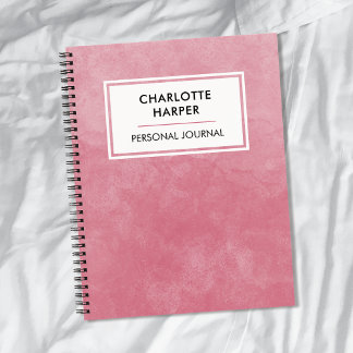 Carnet Cute Chic Girl Moderne Aquarelle Laver rose pâle