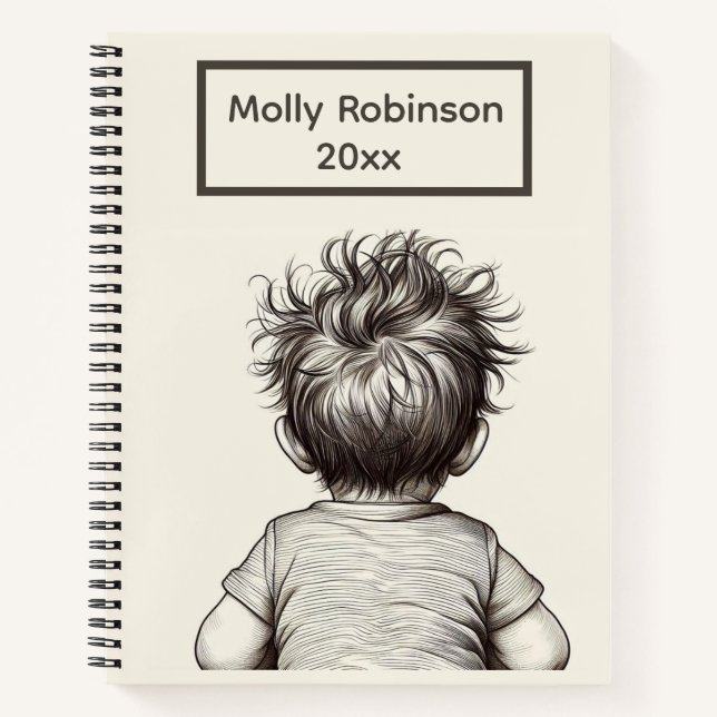 Carnet Cute Child Messy Hair Personalize (Devant)