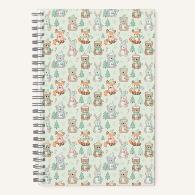 Carnet Cute Christmas Animals Seamless Pattern (Recto)