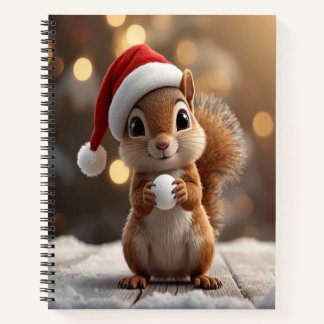 Carnet Cute Christmas Squirrel Deluxe Spiral Notebook