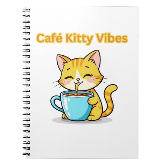 Carnet **Cute Coffee Cat – Adorable Cat Drinking Coffee I (Devant)